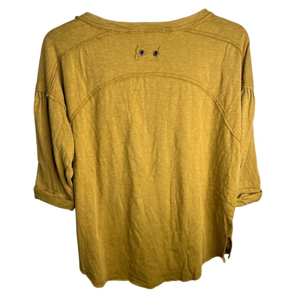 Free People We The Free Redone Tee In Adriatic Sea Mustard Womens 3/4 Sleeve S - Picture 6 of 13